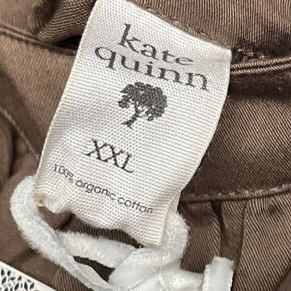 New Kate Quinn Size XXL Organic Cotton Split-Neck Tunic Blouse Lagenlook Brown - Picture 4 of 8